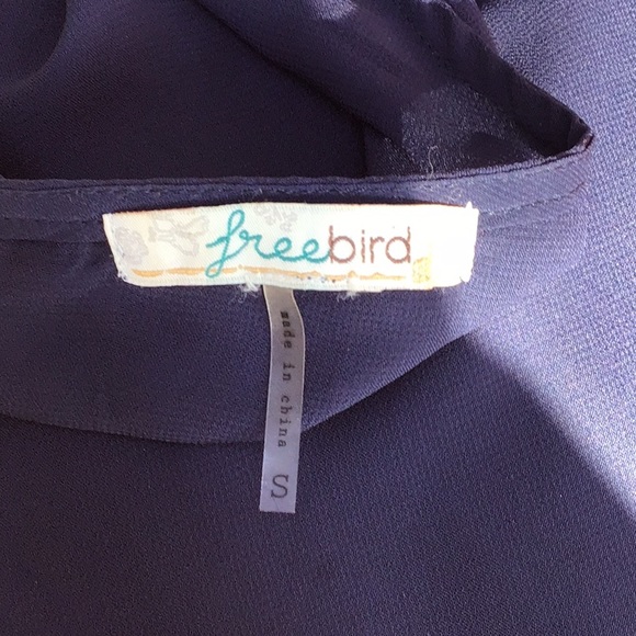 Freebird Navy Blue Sheer Long Sleeve Top - Picture 4 of 4